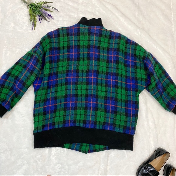 VINTAGE One of a Kind Plaid Wool Bomber Jacket - Picture 8 of 9